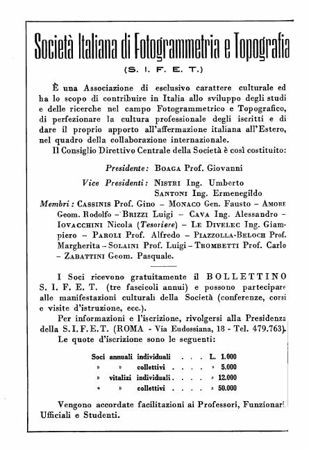 Copertina articolo #1 Bollettino SIFET ANNO: 1956 n.3